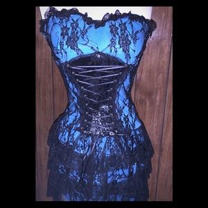 Halloween Style Greenish Blue Corset Lace Up Dress
